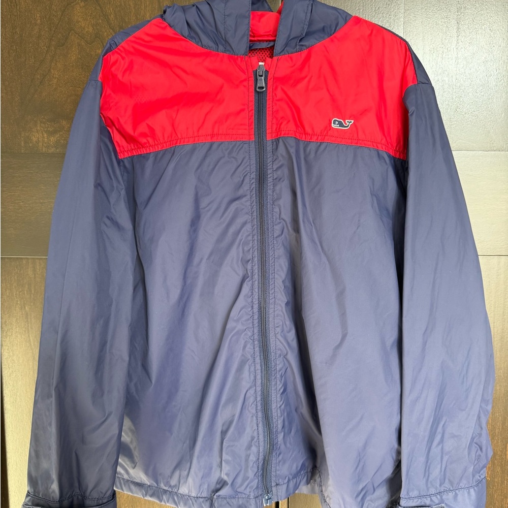 Vineyard Vines Kids Red and Navy Windbreaker Rain Jacket- Small